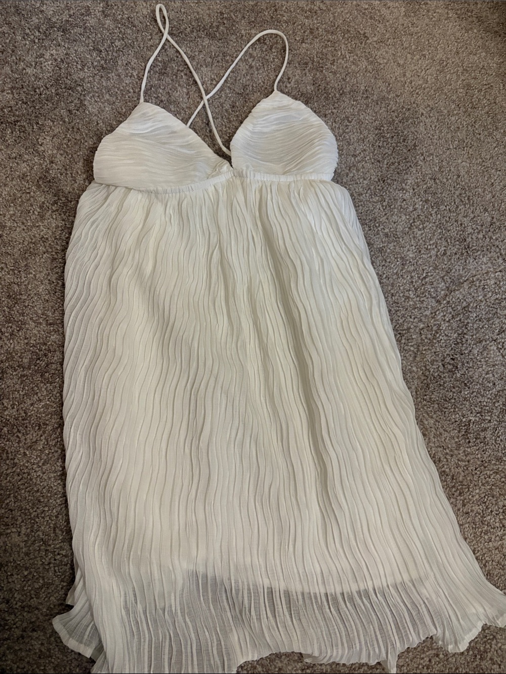 Princess Polly White Pleated Midi Dress with Spaghetti Straps